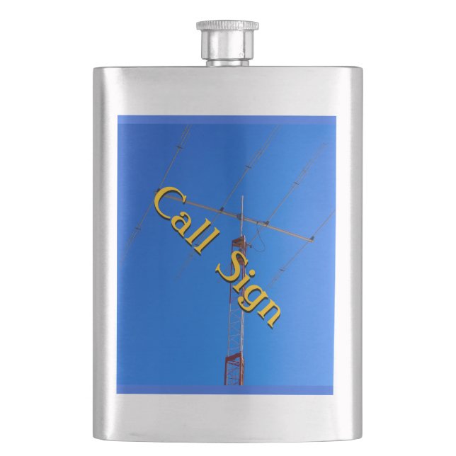 Beam Antenna with your callsign Flask (Front)