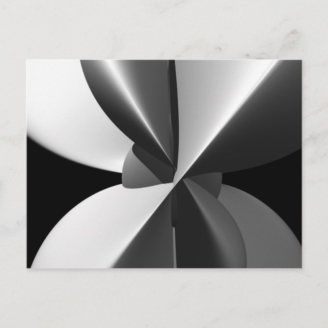 Beam Black & White Fine Abstract Fractal Postcard (Front)
