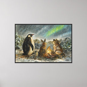 Beam Lingering Whimsical Aurora Animals Painting Canvas Print