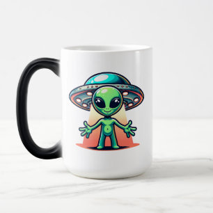 Beam Me Up Alien and UFO Color Morph Mug