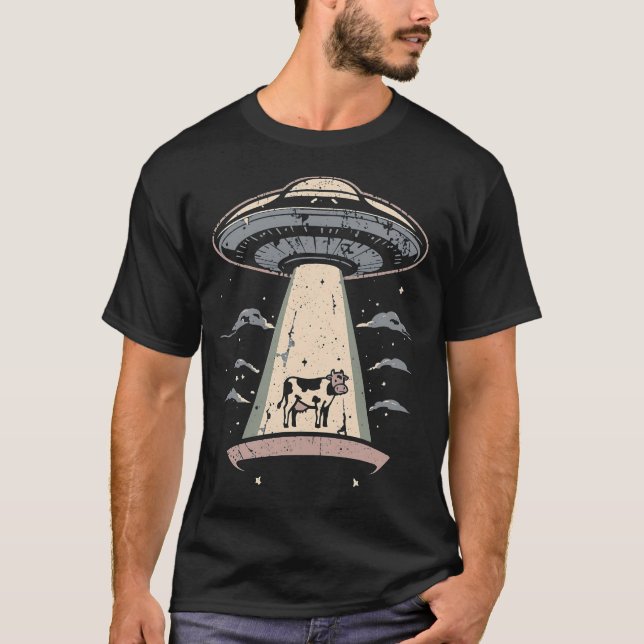 Beam Me Up, Bessie! Funny Alien and Cow T-Shirt (Front)