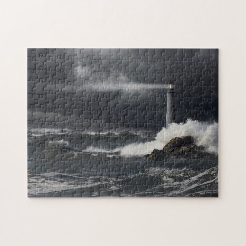 Beam of Light Shining into Stormy Ocean Jigsaw Puzzle