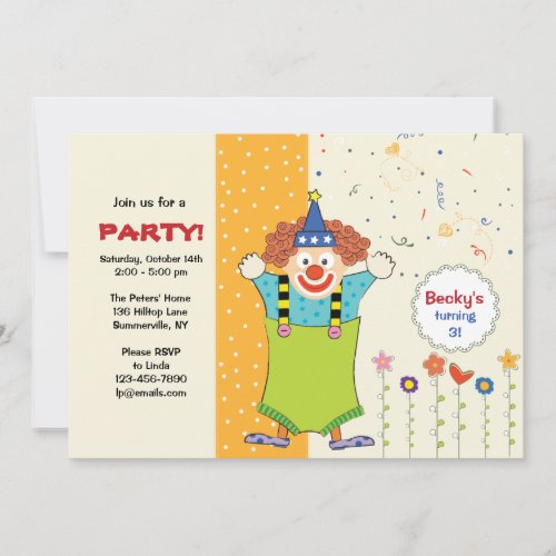 Beaming Clown Invitation