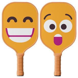 Beaming Face + Astonished Face Custom Colors Pickleball Paddle