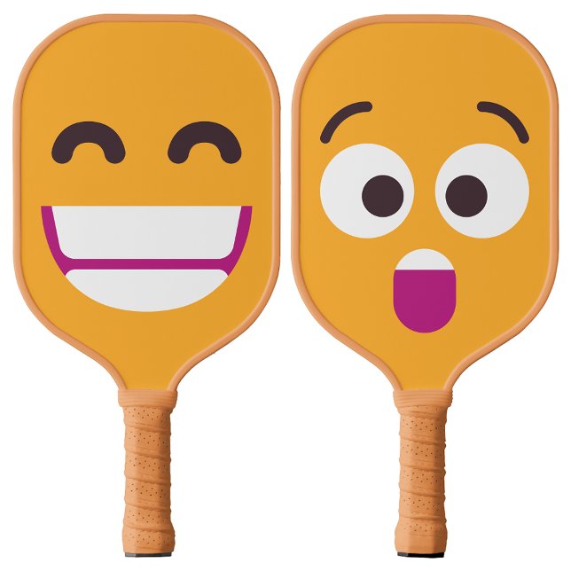 Beaming Face + Astonished Face Custom Colors Pickleball Paddle (Creator Uploaded)