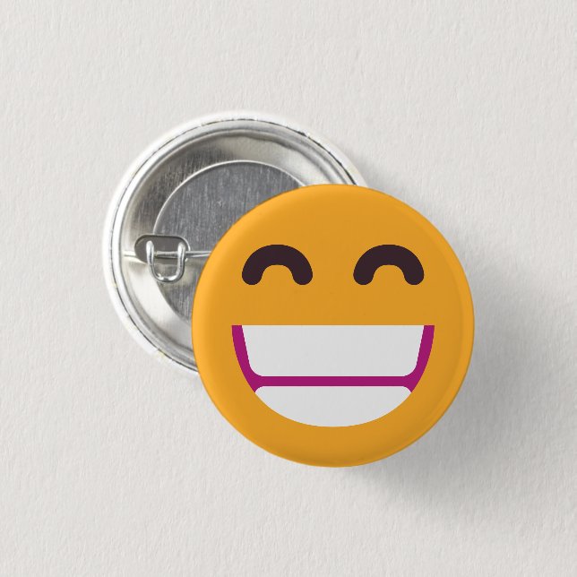 Beaming Face Smiling Eyes Cute Custom Colors Emoji Button (Front & Back)