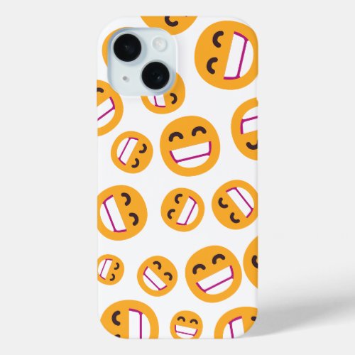 Beaming Face Smiling Eyes Cute Custom Colors Emoji iPhone 15 Case