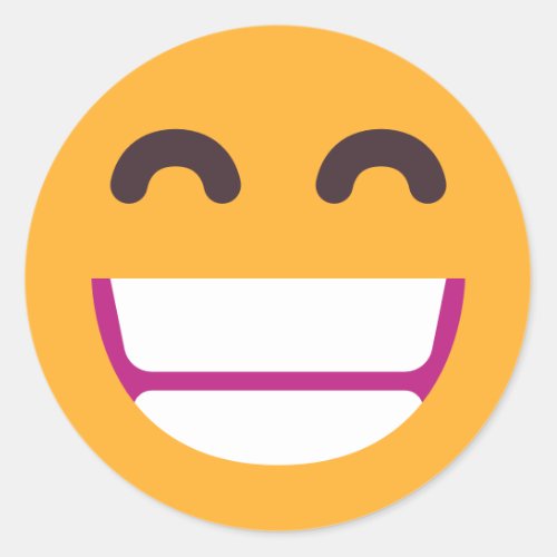 Beaming Face Smiling Eyes Cute Custom Colors Emoji Classic Round Sticker