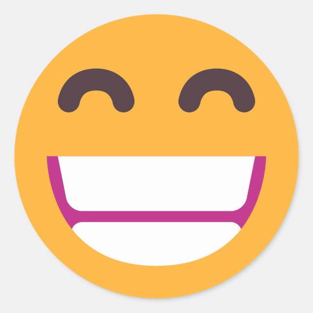 Beaming Face Smiling Eyes Cute Custom Colors Emoji Classic Round Sticker (Front)