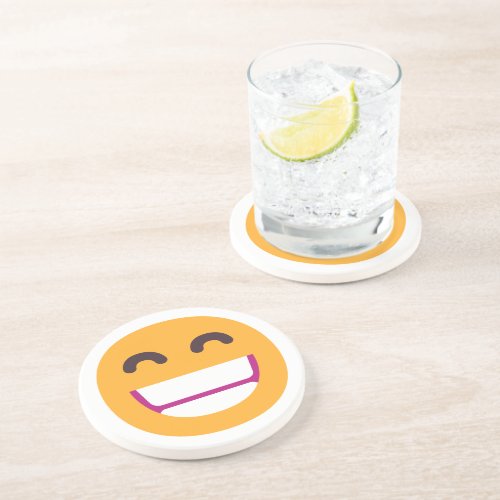 Beaming Face Smiling Eyes Cute Custom Colors Emoji Coaster