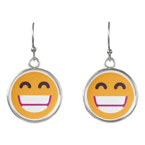 Beaming Face Smiling Eyes Cute Custom Colors Emoji Earrings