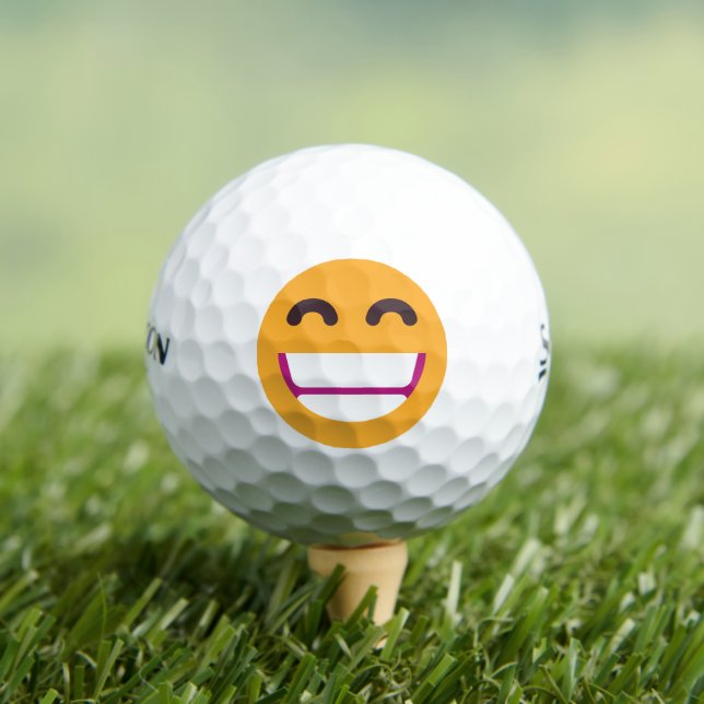 Beaming Face Smiling Eyes Cute Custom Colors Emoji Golf Balls (Insitu Tee)