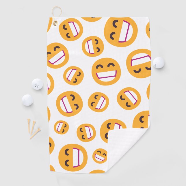 Beaming Face Smiling Eyes Cute Custom Colors Emoji Golf Towel (InSitu)