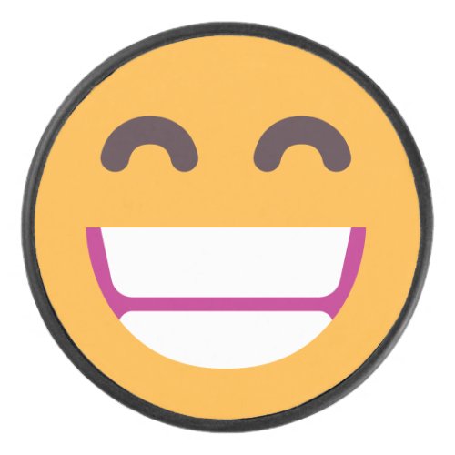 Beaming Face Smiling Eyes Cute Custom Colors Emoji Hockey Puck