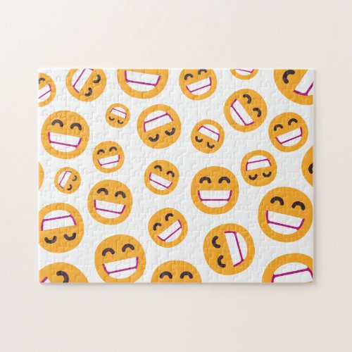 Beaming Face Smiling Eyes Cute Custom Colors Emoji Jigsaw Puzzle