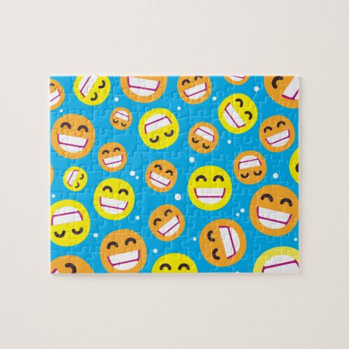 Beaming Face Smiling Eyes Cute Custom Colors Emoji Jigsaw Puzzle