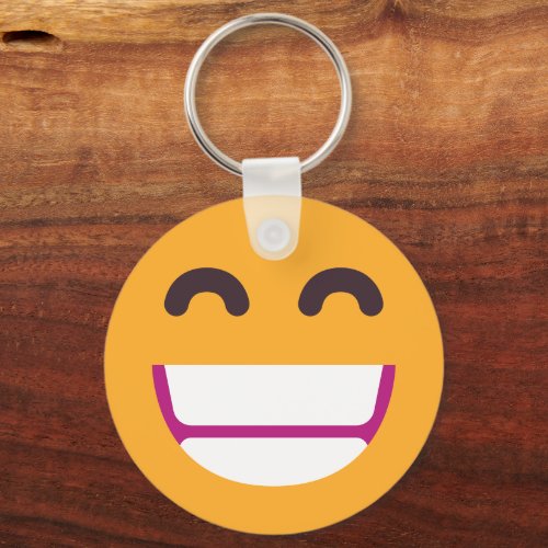 Beaming Face Smiling Eyes Cute Custom Colors Emoji Keychain