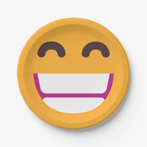 Beaming Face Smiling Eyes Cute Custom Colors Emoji Paper Plates
