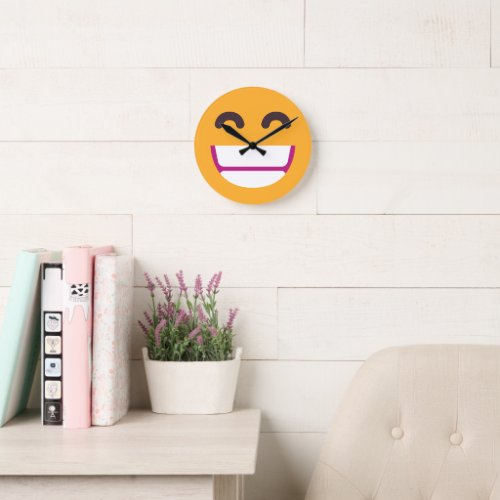 Beaming Face Smiling Eyes Cute Custom Colors Emoji Round Clock