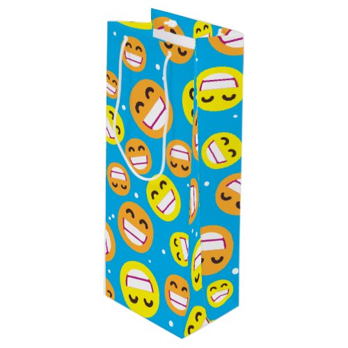 Beaming Face Smiling Eyes Emojis Editable Colors Wine Gift Bag