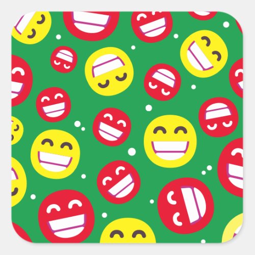 Beaming Face Smiling Eyes Emojis Green Red Custom Square Sticker