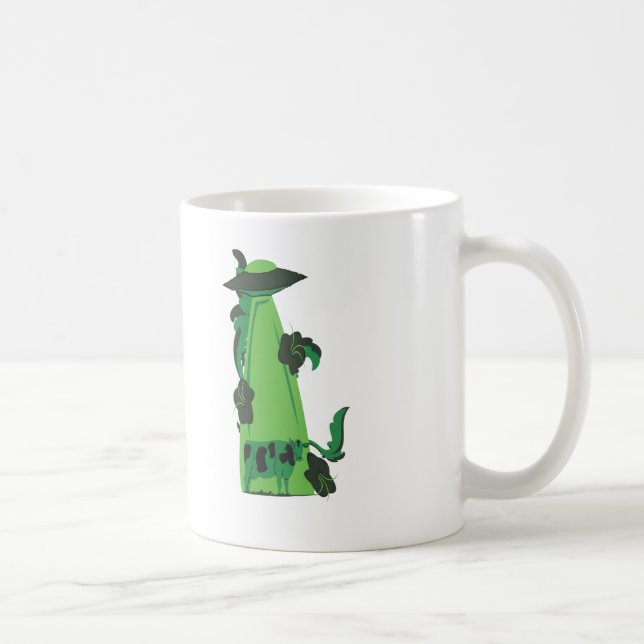beaming up cow green coffee mug (Right)
