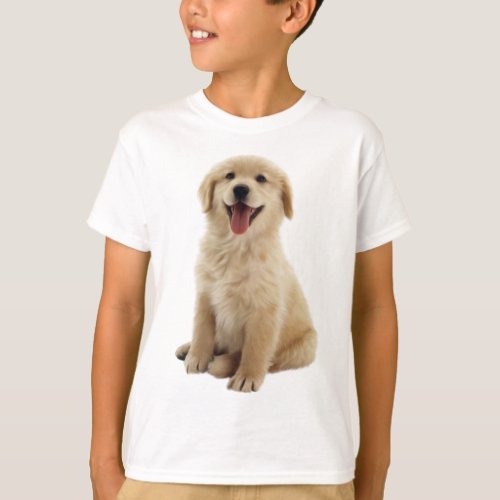 Beaming White Pup Tee T_Shirt