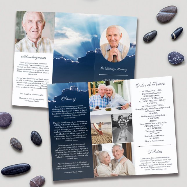 Beams of Light Blue Sky Photos Funeral Program Brochure (Creator Uploaded)