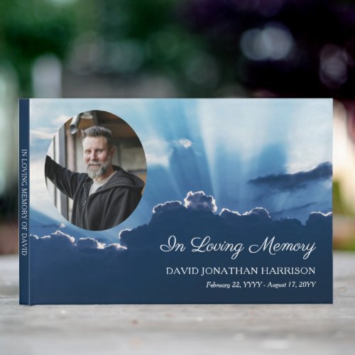 Beams of Light Oval Photo In Loving Memory Funeral Guest Book