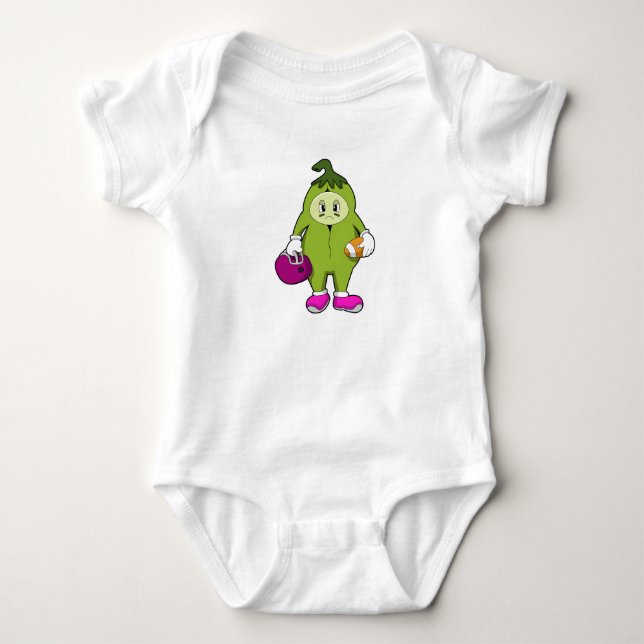 Bean at Football Sports Baby Bodysuit (Front)