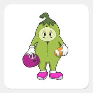 Bean at Football Sports Square Sticker