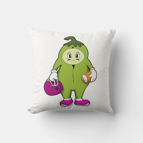 Bean at Football Sports Throw Pillow