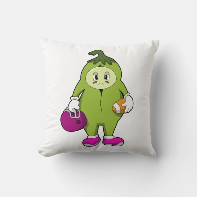 Bean at Football Sports Throw Pillow (Front)
