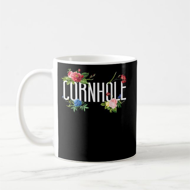 Bean Bag Player Champ Flower Floral Cornhole Coffee Mug (Left)
