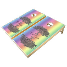 Bean Bag Toss Game - Rainbow and Family Tree