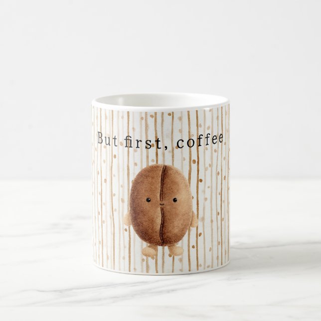 Bean But First Coffee Brown Dots Stripes Mug (Center)