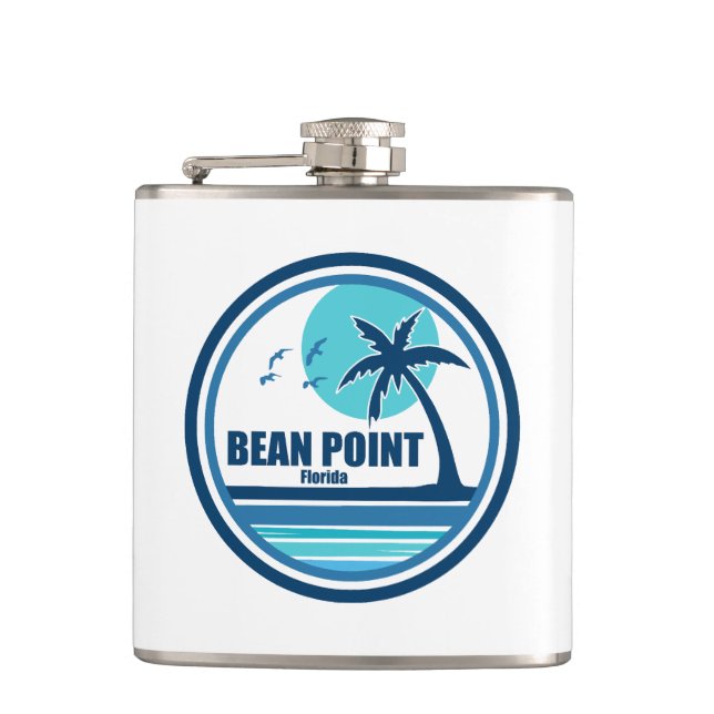 Bean Point Beach Florida Palm Tree Birds Flask (Front)