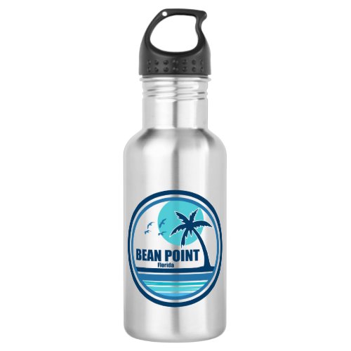 Bean Point Beach Florida Palm Tree Birds Stainless Steel Water Bottle