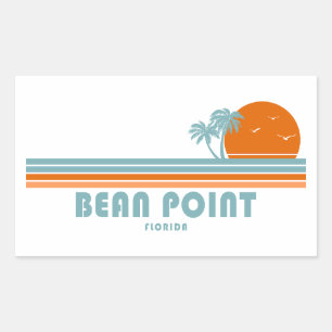 Bean Point Beach Florida Sun Palm Trees Rectangular Sticker