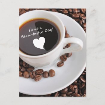 Bean-tastic Coffee Celebration Invitation Postcard by NotionsbyNique at Zazzle