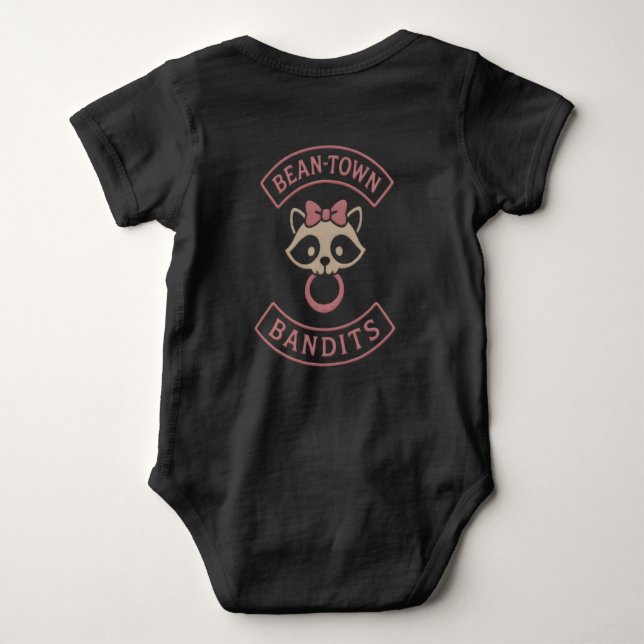 Bean-Town Bandit Pink Baby Bodysuit (Back)