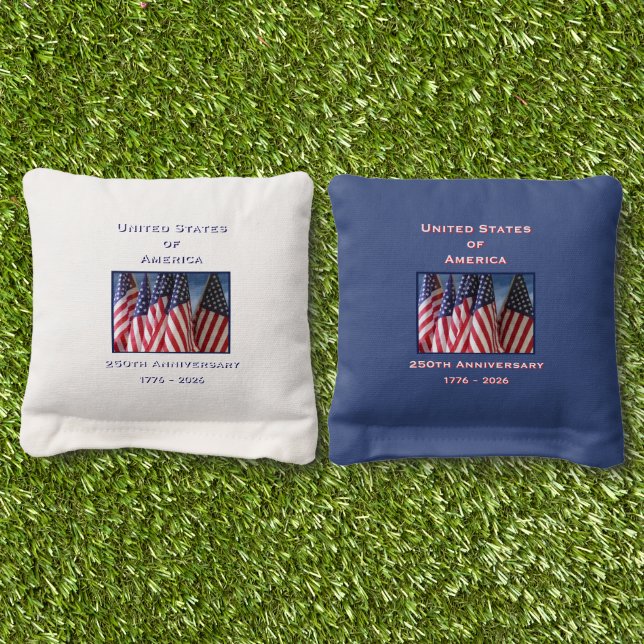 Beanbag Toss 250th Anniversary USA Patriotic  Cornhole Bags (Grass)
