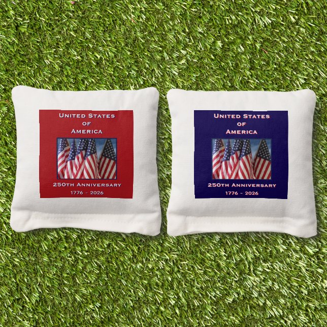 Beanbag Toss 250th Anniversary USA Patriotic  Cornhole Bags (Grass)