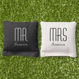 Beanbag Toss Mr & Mrs Black and White  Cornhole Ba Bags