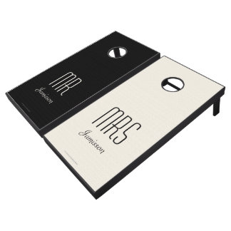 Beanbag Toss Mr & Mrs Black and White Lawn Game Cornhole Set