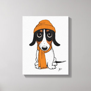 Beanie Dog Cute Piebald Dachshund Canvas Print