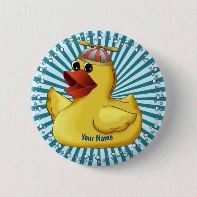 Beanie Hat Rubber Duck  Button (Front)