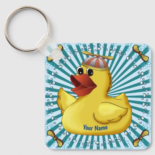Beanie Hat Rubber Duck  Keychain (Front)