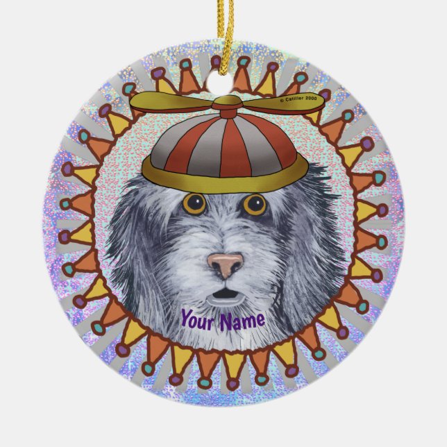 Beanie SheepDog Ceramic Ornament (Front)