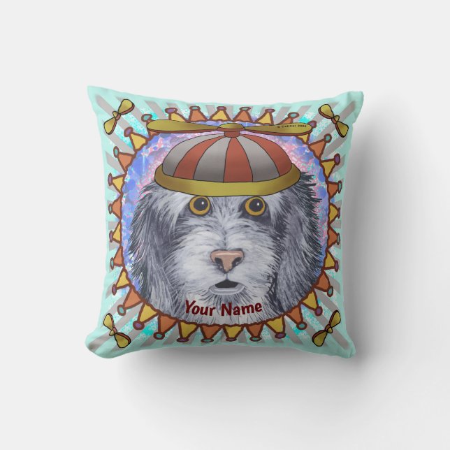 Beanie SheepDog  Throw Pillow (Front)